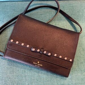 Kate Spade Black Crossbody with Bow Accent and Rhinestones